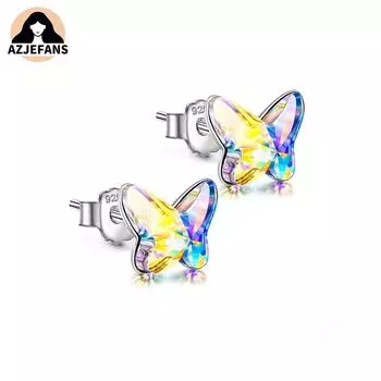 Серьги-гвоздики-бабочки в подарок для женщин и девочек синий