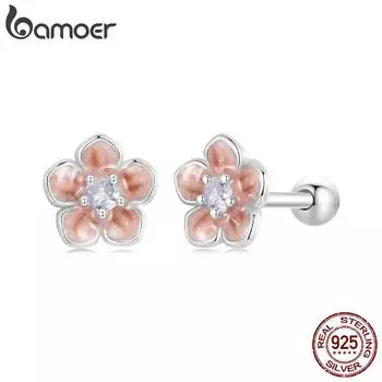 Серьги-гвоздики BAMOER из стерлингового серебра 925 пробы с вишней, гипоаллергенные очаровательные ювелирные изделия, подарочные серьги для женщин и девочек BSE992