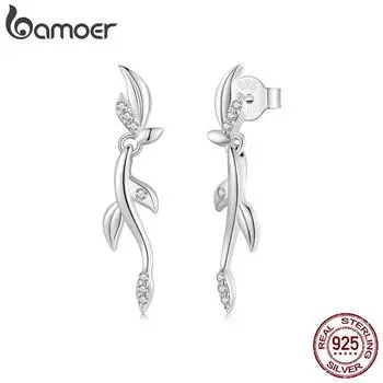 Серьги-гвоздики BAMOER из стерлингового серебра 925 пробы с фианитом, гипоаллергенные легкие ювелирные изделия, подарки для девочек BSE1025