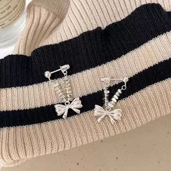 Серьги-гвоздики Bow Shattered Versatile Rear Hanging Earrings Sweet Temperament Girly Earrings Niche Design