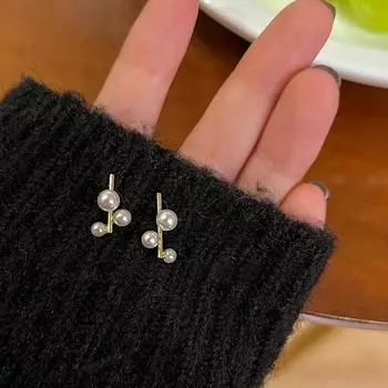 Серьги-гвоздики Branch женские Niche Design Sense Temperament Серьги-гвоздики Olive Branch с имитацией жемчуга