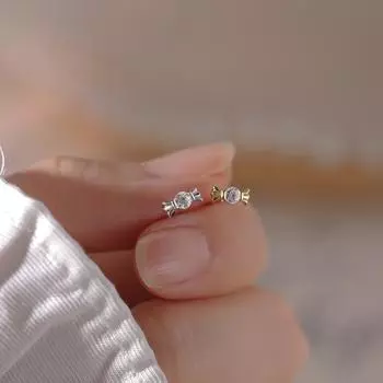 Серьги-гвоздики Candy, женские простые серьги Niche Design Sense Zircon