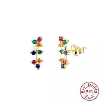 Серьги-гвоздики Canner с цветными бриллиантами, стерлинговое серебро 925 пробы, женские ювелирные изделия с натуральным цирконом, роскошные подарки золотой