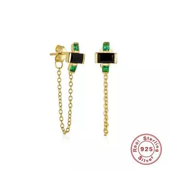 Серьги-гвоздики Canner с кисточками, стерлинговое серебро 925 пробы, циркон, серьги в стиле INS, женские украшения для девочек золотой