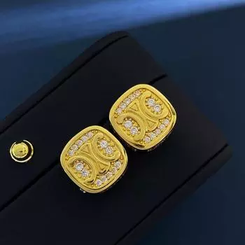 Серьги-гвоздики Ce French Gold, женские модные изысканные квадратные геометрические серьги с бриллиантами золотой