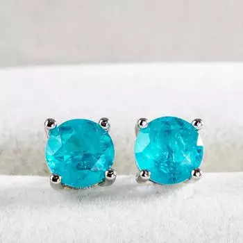 Серьги-гвоздики Cellacity Classic из стерлингового серебра 100% 925 пробы с круглым изумрудным драгоценным камнем для женщин, серебряные ювелирные изделия для свадебной вечеринки