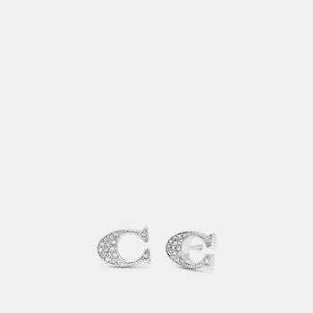 Серьги-гвоздики Coach Signature, серебро