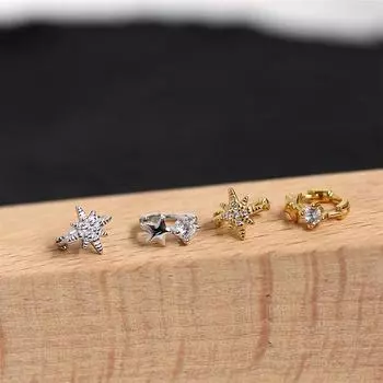 Серьги-гвоздики Cold Wind Star Earrings Ins Wind Advanced Sense Rice Word Star Ear Buckle