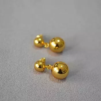 Серьги-гвоздики Cool Wind Brass Gold-Plated Hollow Shiny Double Ball Silver 925 пробы Simple Temperament Серьги Серьги Женские