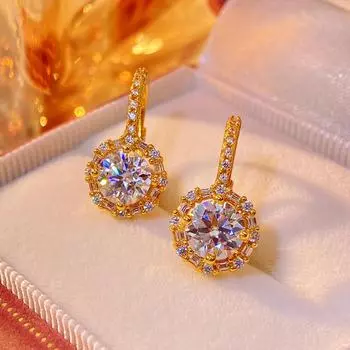 Серьги-гвоздики COSFIX из муассанита для женщин, роскошные женские серьги-гвоздики из муассанита, желтое золото, женские серьги-гвоздики из муассанита