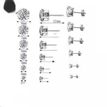 «Серьги-гвоздики Crown из нержавеющей стали с цирконием и шестью когтями — титановые серьги-косточки для женщин»