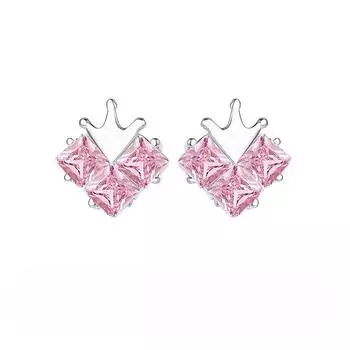 Серьги-гвоздики Crown Love из стерлингового серебра 925 пробы, модные, индивидуальные, маленькие, квадратные серьги в форме сахара, легкие, роскошные, модные, брендовые, V-образные серьги 925 Silver