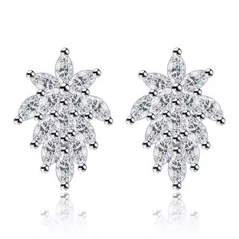 Серьги-гвоздики Цветок Дерево Лист Мода Павлиний Хвост Серьги-гвоздики