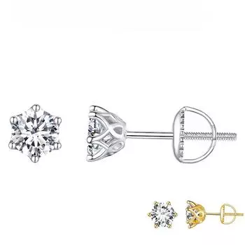 Серьги-гвоздики D Color 2CT VVS1 EX с муассанитом S925, серьги-гвоздики круглой огранки с платиновым покрытием для женщин, свадебные серьги 0.5CT