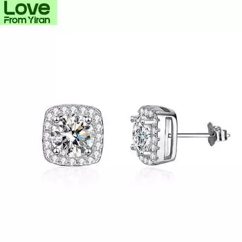 Серьги-гвоздики Daimi Real 1 карат D-цвета с муассанитом, драгоценные камни из стерлингового серебра 925 пробы, ювелирные украшения для женщин, подарок