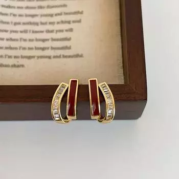 Серьги-гвоздики Design Sense Ankola Red Drop Oil Zircon, женские, нишевые, уникальные, простые, модные, универсальные серьги
