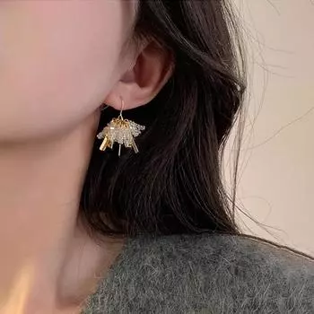 Серьги-гвоздики Design Sense Crystal Metal Fringed с бахромой, женские, нишевые, ретро, индивидуальность, простые, модные, темпераментные, универсальные серьги