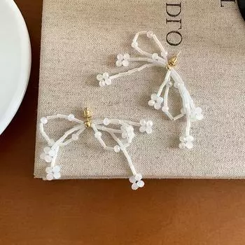 Серьги-гвоздики Design Sense ручной работы с бусинами и бантиками, женские, французские, ретро, свежие и элегантные, нежные, универсальные серьги