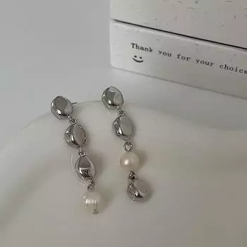 Серьги-гвоздики Design Sense с асимметричной бахромой и жемчугом, женские, холодные, простые, индивидуальные, темпераментные, элегантные, универсальные серьги