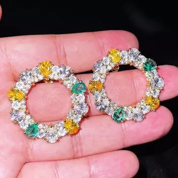 Серьги-гвоздики Diwenfu S925 из стерлингового серебра, новые геометрические круглые серьги с бриллиантами, яркие блестящие бриллиантовые серьги, серебро 925 пробы, ювелирные изделия Orecchini коралловый