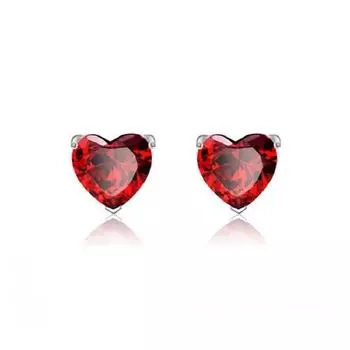 Серьги-гвоздики для девочек в форме сердца из стерлингового серебра 925 пробы, орнамент из стерлингового серебра 925 красный