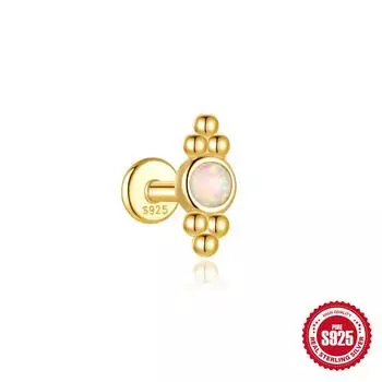 Серьги-гвоздики для ежедневного ношения из стерлингового серебра 925 пробы с опалом и бриллиантами, спиральные проколы хряща, 16 г