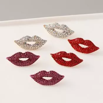 Серьги-гвоздики для губ из цинкового сплава с бриллиантами в европейском и американском стиле, сексуальные серьги с кристаллами, ювелирные изделия для вечеринок розовый