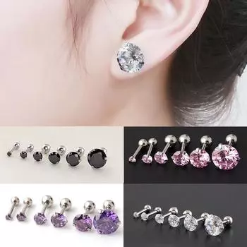 Серьги-гвоздики для хряща козелка, спирали, женские украшения для пирсинга тела 2 мм-8 мм, серьги для женщин, стразы, подарок, 1 пара красивых аксессуаров 2MM фиолетовый