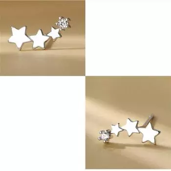 Серьги-гвоздики для пирсинга из стерлингового серебра 925 пробы с цирконием и звездами для женщин, девочек, детей, помолвки, свадьбы, модные ювелирные изделия Eh1655