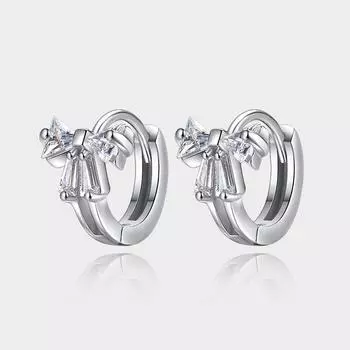 Серьги-гвоздики для пирсинга из стерлингового серебра 925 пробы с цирконием и бантом для женщин и девочек, элегантные корейские украшения для вечеринок, Pendientes eh459