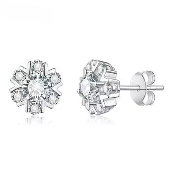 Серьги-гвоздики для женщин из стерлингового серебра 925 пробы с муассанитом и бриллиантами, 0,5 карата, 5 мм, 5 мм, цвета D 0.5CT VVS1 5.0mm