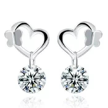 Серьги-гвоздики для женщин Серьги-бабочки Серебряные серьги-гвоздики для женщин Корейская мода Милые серьги