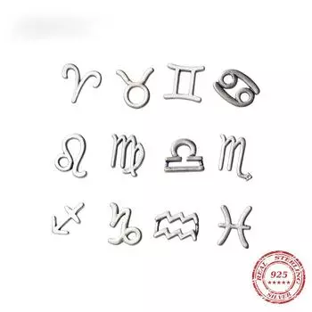 Серьги-гвоздики «Двенадцать созвездий» для женщин и девочек, симпатичные, из стерлингового серебра 925 пробы, Овен, Водолей, Лев, Дева, модные украшения