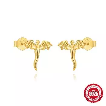 Серьги-гвоздики Earline из стерлингового серебра S925 с элементами Хэллоуинского фестиваля в виде волшебника в виде фиолетового банта и летучей мыши в форме паука 925 Silver