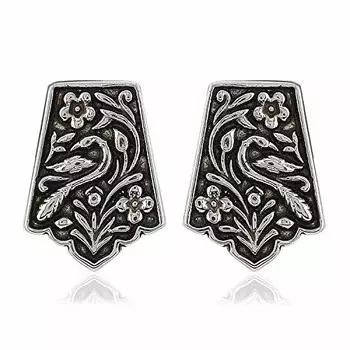 Серьги-гвоздики Estele из латуни из недрагоценного металла с оксидированным серебром для девочек