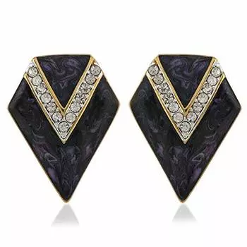 Серьги-гвоздики Estele, позолоченные и посеребренные, с эмалью фиолетового цвета и рекламными камнями для девочек и женщин