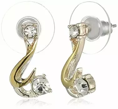 Серьги-гвоздики Estele с завязками из золота и серебра 24 карата с бриллиантами