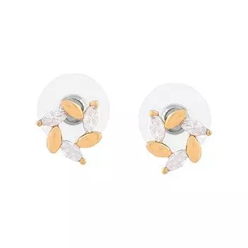 Серьги-гвоздики Estele с золотым покрытием 24 карата и американским бриллиантом в виде листьев для девочек