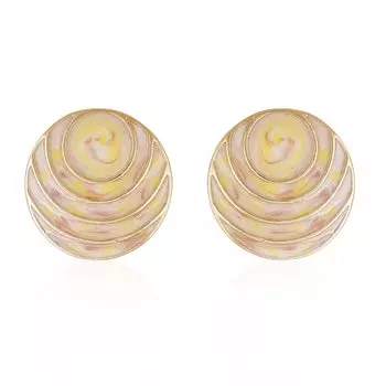 Серьги-гвоздики Estele золотого тона с круглой рябью для девочек и женщин, бежевые круглые