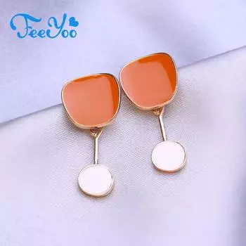 Серьги-гвоздики FEEYOO для женщин, популярные модные модные серьги с цветами, ювелирные изделия A золотой