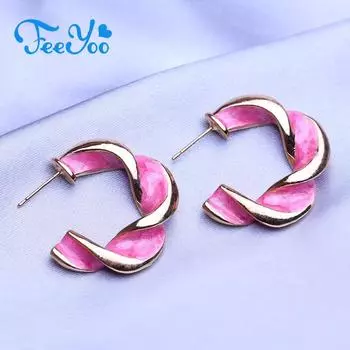 Серьги-гвоздики FEEYOO для женщин, популярные модные модные серьги с цветами, ювелирные изделия A золотой