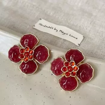 Серьги-гвоздики Flower Fairy Jelly Glazed Flower, женские, в ретро-стиле, персонализированные, модные, изысканные, универсальные