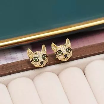 Серьги-гвоздики Fox из цельного бриллианта и циркона, золотые, легкие, роскошные, милые, дизайнерские серьги для женщин 18K золотой