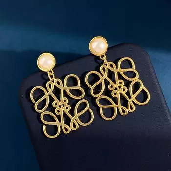 Серьги-гвоздики Golden Moon Cake, модные серьги-гвоздики в стиле ретро в стиле Гонконг с геометрическим узором и абстрактным индивидуальным дизайном золотой