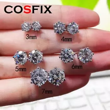 Серьги-гвоздики GRA Moissanite, стерлинговое серебро 925 пробы, лабораторный бриллиант, моссанит, серьги для женщин и мужчин, муассанит, 1 карат, 2 карата 0.2ct(3mm)x2pcs белый