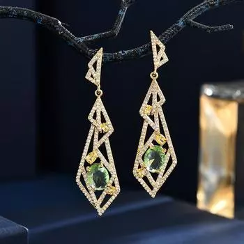 Серьги-гвоздики Heavy Industry Light Luxury Style с асимметричными микро-инкрустациями из циркония, женские модные серьги-гвоздики в стиле темперамент жёлтый