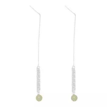 Серьги-гвоздики Hetian Jade Wheat Ear Line Super Flash Sparkling Chain Phoenix Tail Long Ear Chain Women s Hanfu Guochao Fringed Ears copper (silver)