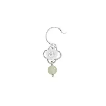 Серьги-гвоздики Hetian Jade White Flower, серьги-крючки Camellia Court Style, полые серьги-гвоздики с четырьмя листочками клевера и цирконием Copper