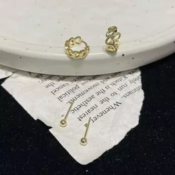 Серьги-гвоздики Hollow Love Ear Buckle для женщин Niche Design Sense Doudou, простые, легкие, роскошные, круглые, универсальные, из четырех частей