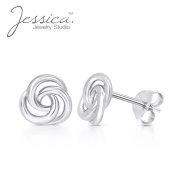 Серьги-гвоздики Infinity Celtic Knot из натурального серебра 925 пробы в стиле минимализма для нее